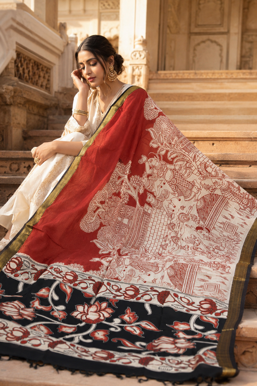 Rang Mahal Kalamkari Dupatta