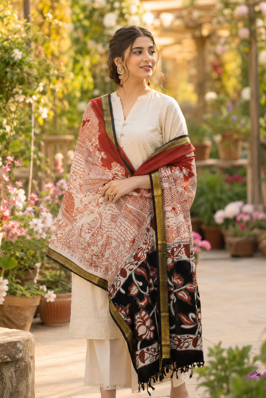 Rang Mahal Kalamkari Dupatta