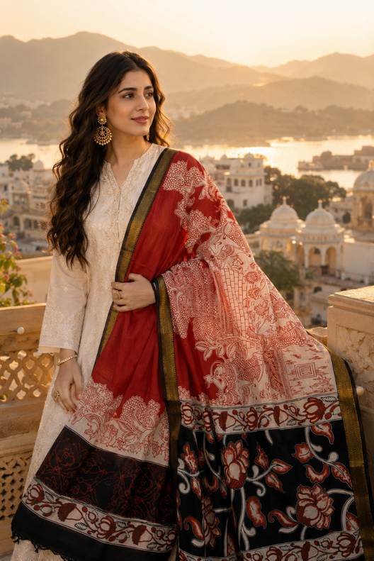 Rang Mahal Kalamkari Dupatta