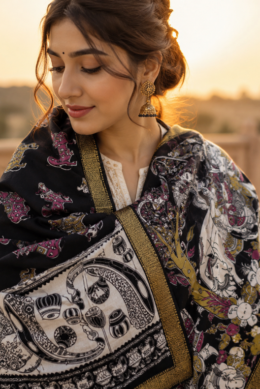 Noor-e-Kalamkari Heritage Dupatta