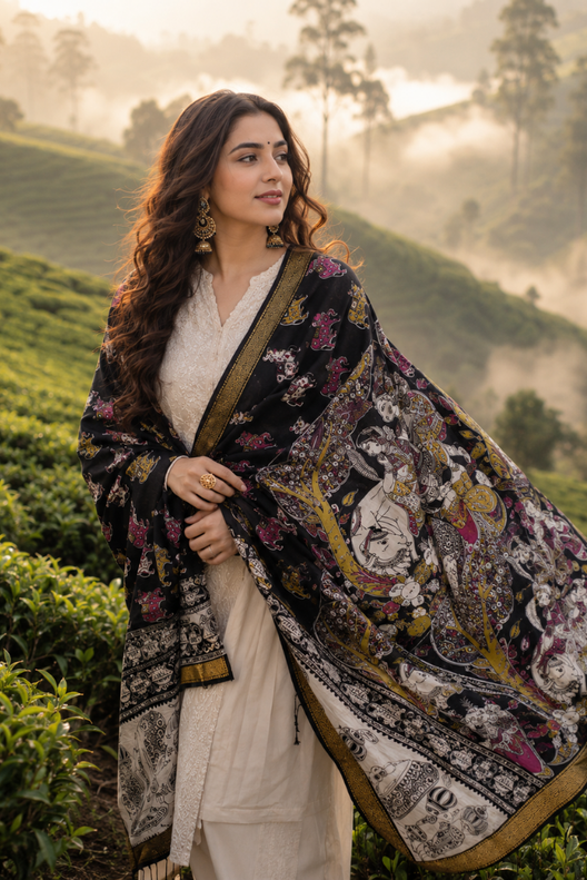 Noor-e-Kalamkari Heritage Dupatta