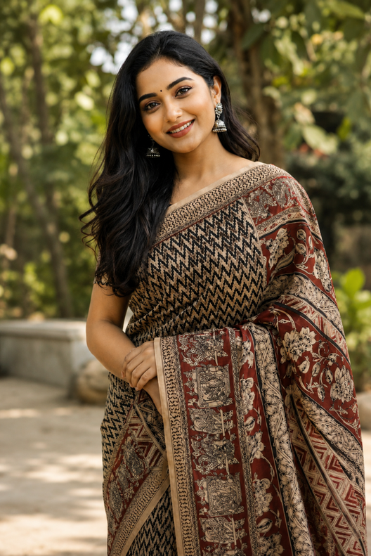 Rajwada Kalamkari Saree
