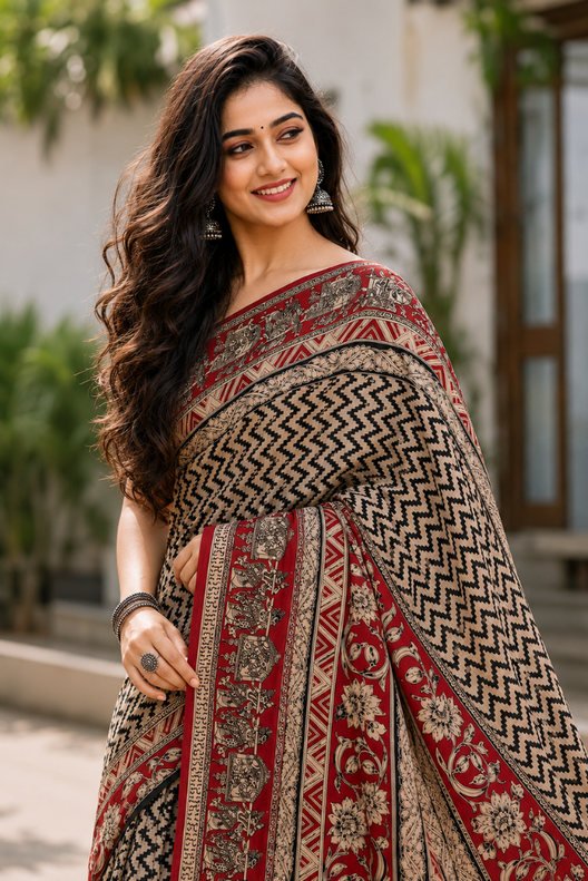 Rajwada Kalamkari Saree