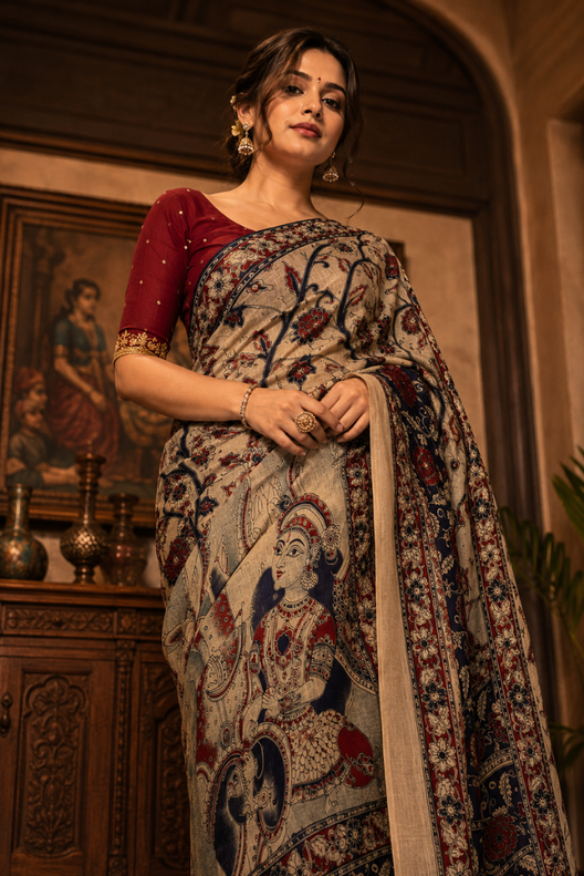Rajsi Kalamkari Cotton Saree