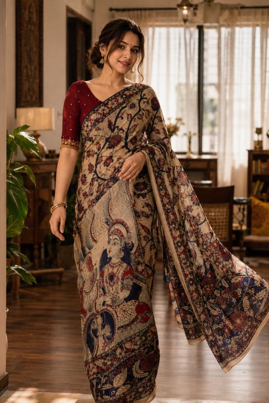 Rajsi Kalamkari Cotton Saree