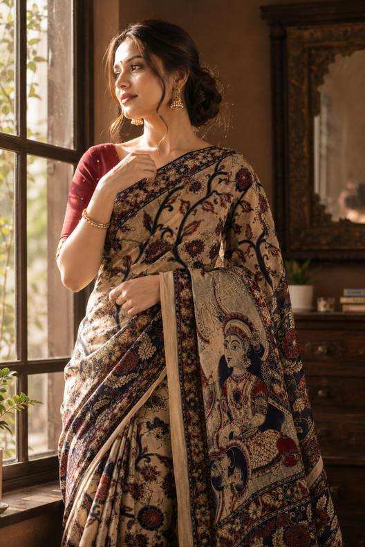 Rajsi Kalamkari Cotton Saree