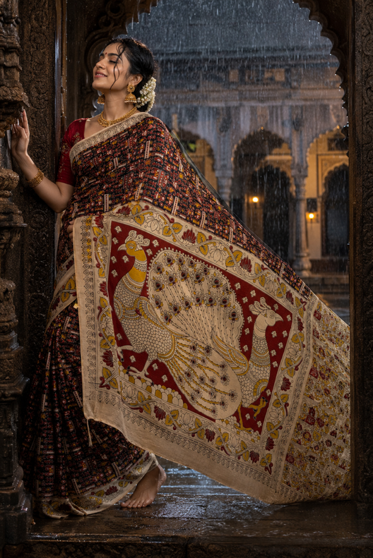 Mayura Kalamkari Cotton Saree