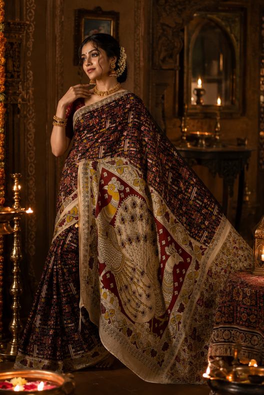 Mayura Kalamkari Cotton Saree