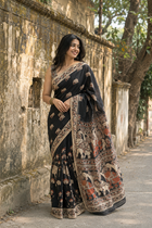 Gajra Noir Kalamkari Cotton Saree