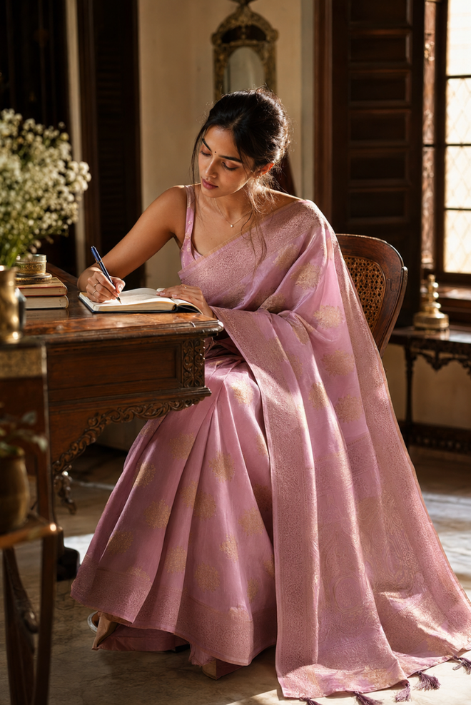 Gulabika Semi Mashru Silk Saree