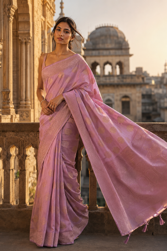Gulabika Semi Mashru Silk Saree