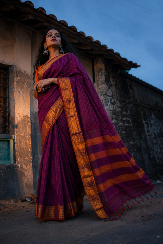 Rajwada Narayanpet Check Saree