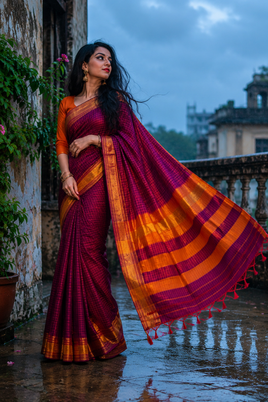 Rajwada Narayanpet Check Saree