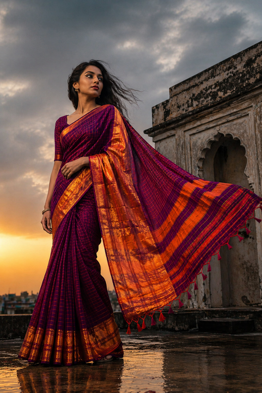 Rajwada Narayanpet Check Saree