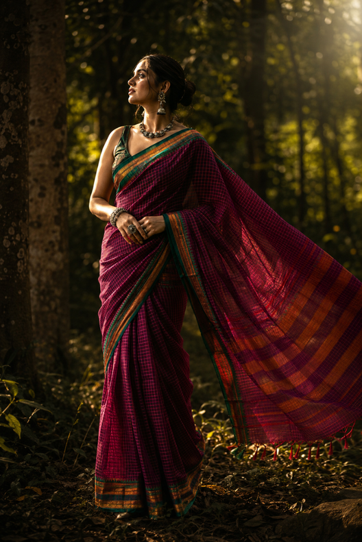 Mrinalini Narayanpet Cotton Check Saree