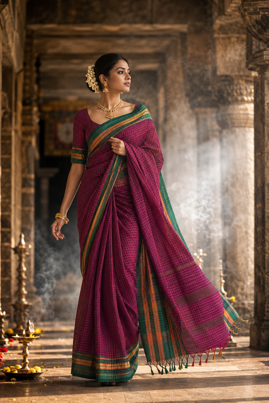 Mrinalini Narayanpet Cotton Check Saree