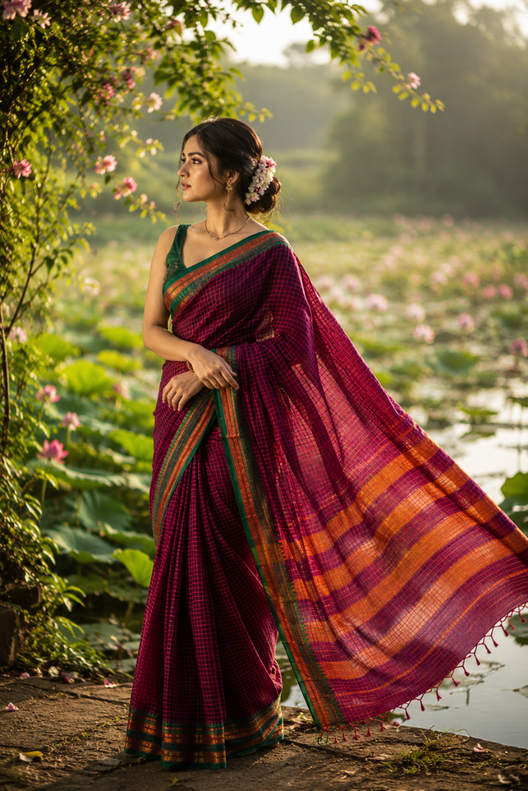 Mrinalini Narayanpet Cotton Check Saree