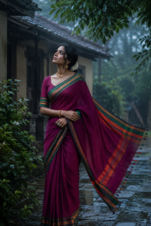 Mrinalini Narayanpet Cotton Check Saree