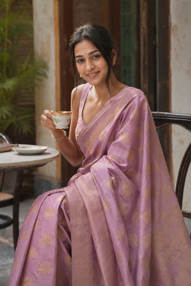 Gulabika Semi Mashru Silk Saree