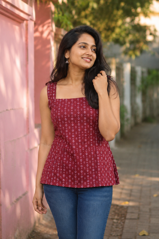 Gulmohar Printed Short Kurti