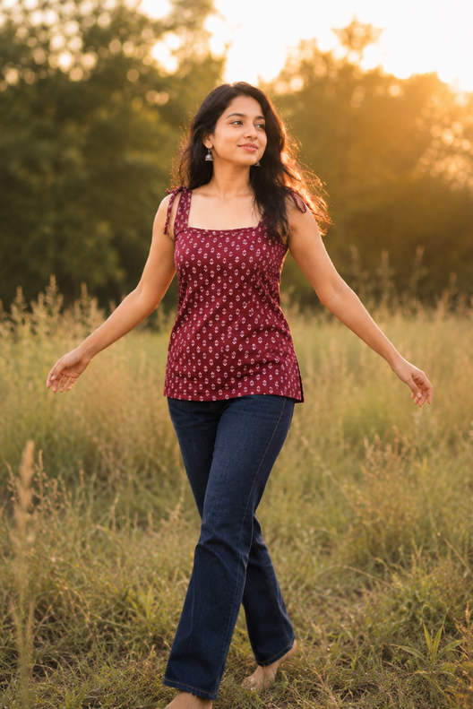 Gulmohar Printed Short Kurti