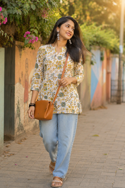 Vanya Floral Printed Short Kurti