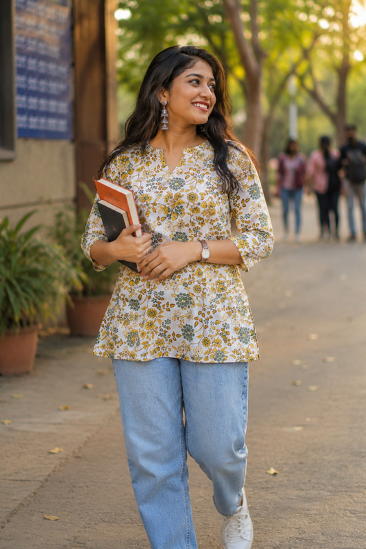 Vanya Floral Printed Short Kurti
