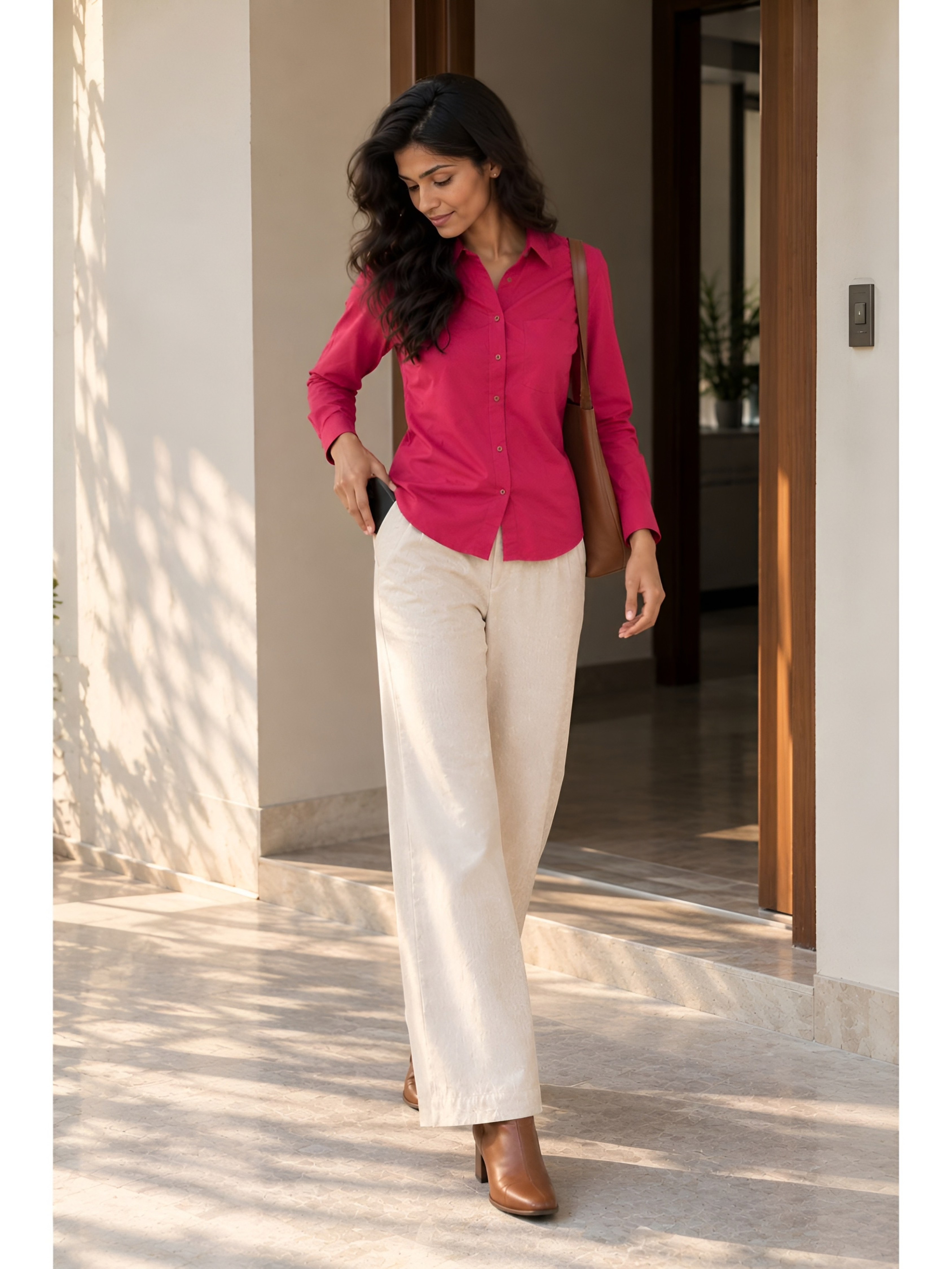 Aurelia Ruby Pink Cotton Shirt