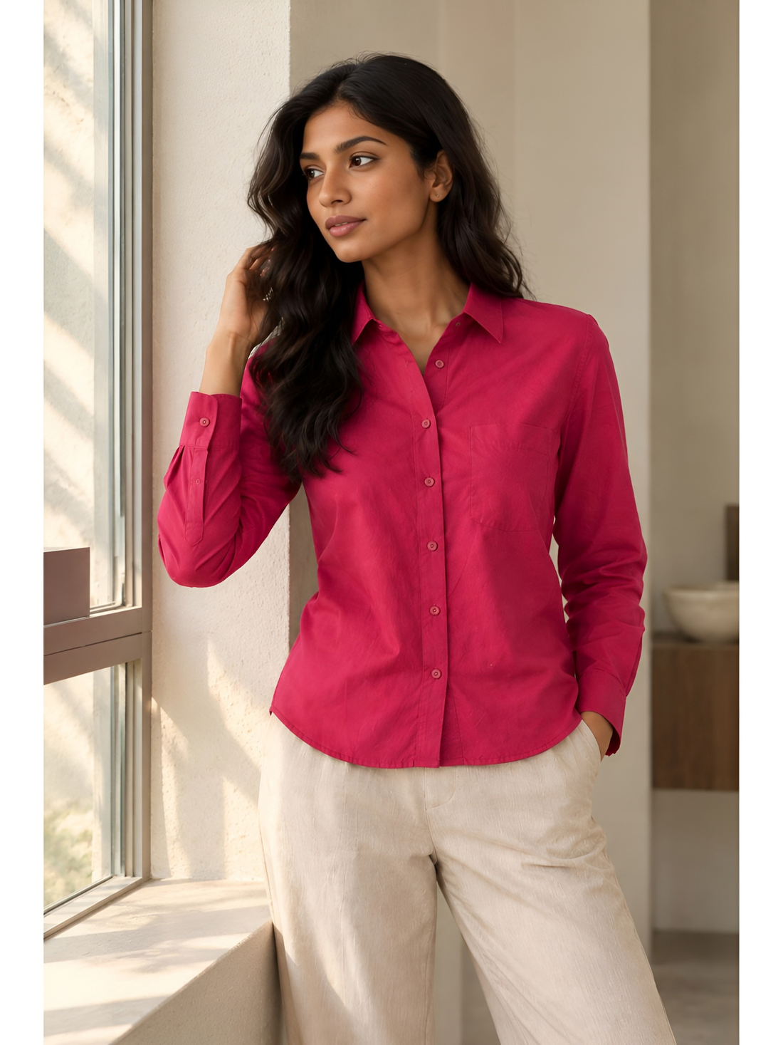 Aurelia Ruby Pink Cotton Shirt