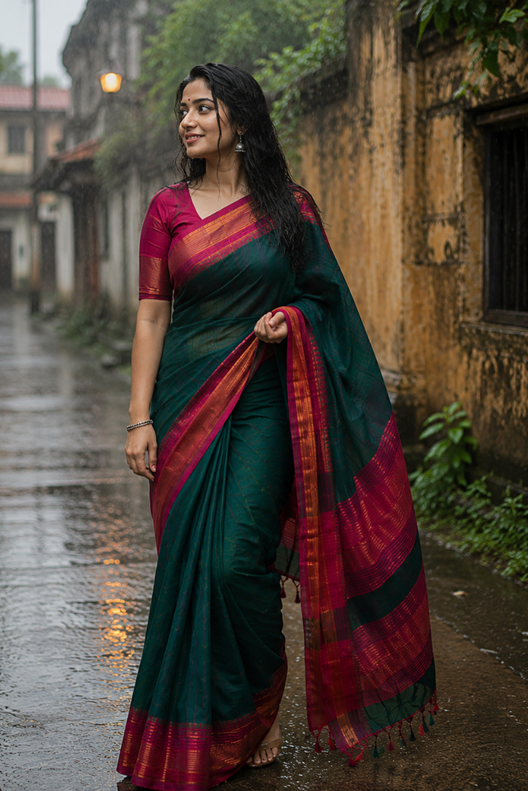 Vanamala Narayanpet Cotton Check Saree