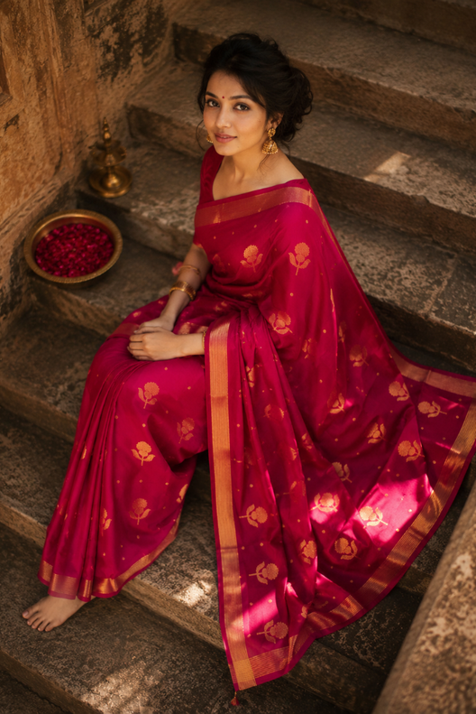 Gulbahar Chanderi Handloom Silk Cotton Saree