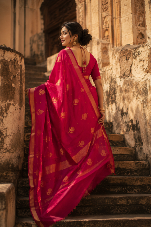 Gulbahar Chanderi Handloom Silk Cotton Saree