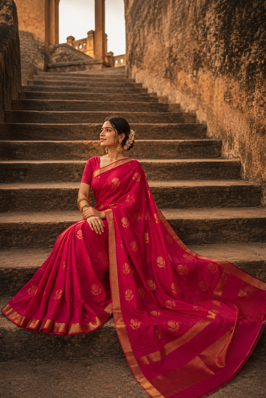 Gulbahar Chanderi Handloom Silk Cotton Saree
