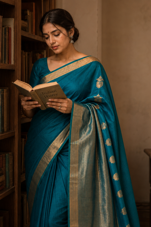 Neelambara Chanderi Handloom Silk Cotton Saree