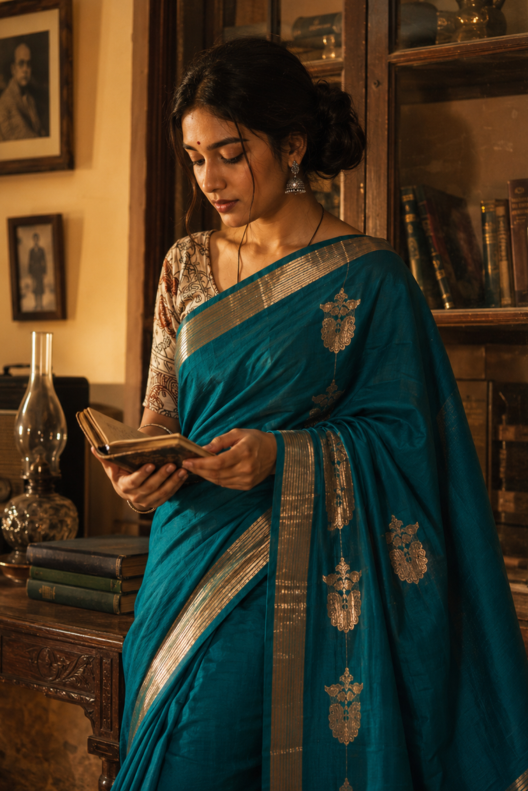 Neelambara Chanderi Handloom Silk Cotton Saree