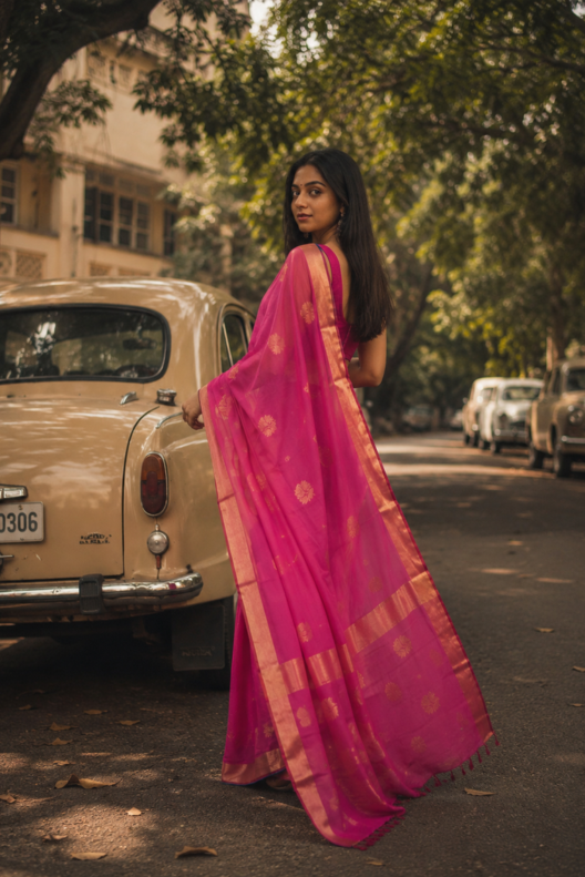 Gulnaar Chanderi Handloom Silk Cotton Saree