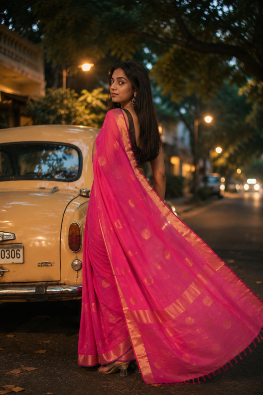 Gulnaar Chanderi Handloom Silk Cotton Saree