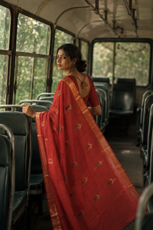 Kesari Varnika Chanderi Handloom Silk Cotton Saree