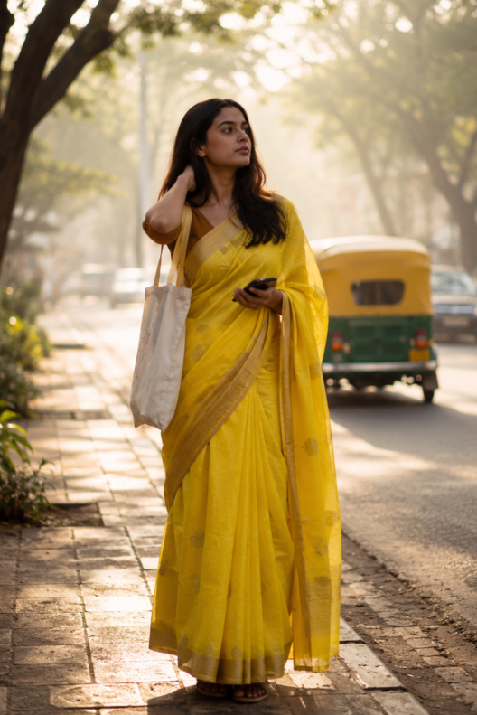 Surya Rekha Chanderi Handloom Silk Cotton Saree