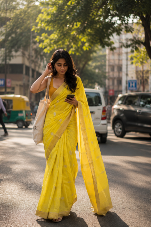 Surya Rekha Chanderi Handloom Silk Cotton Saree
