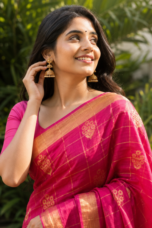 Gulmohini Chanderi Handloom Silk Cotton Saree
