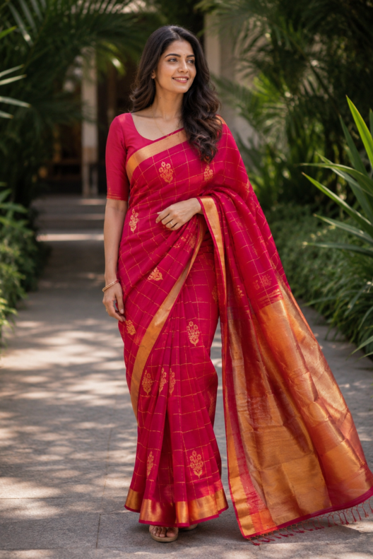 Gulmohini Chanderi Handloom Silk Cotton Saree