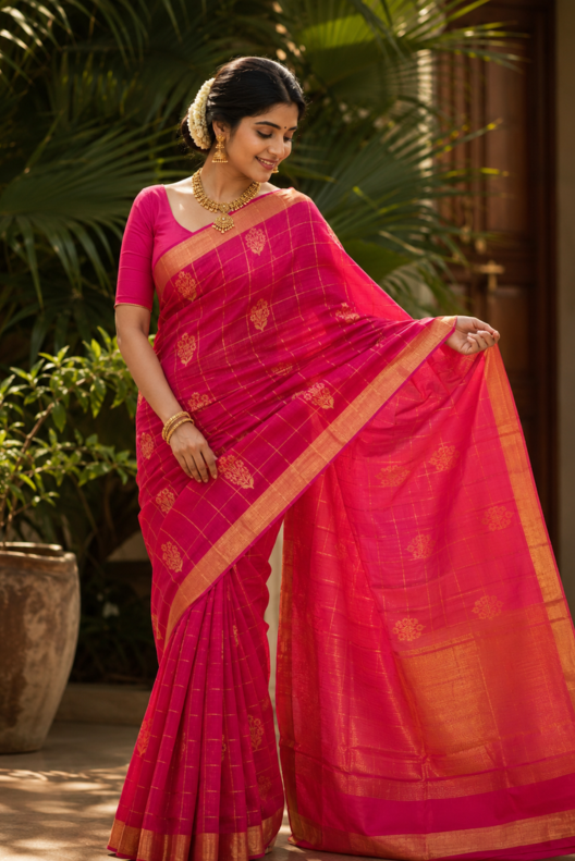 Gulmohini Chanderi Handloom Silk Cotton Saree
