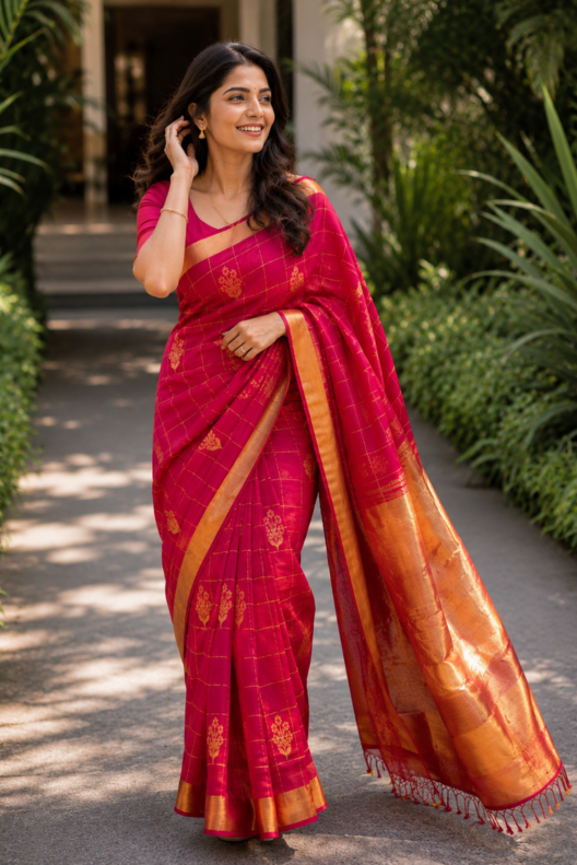 Gulmohini Chanderi Handloom Silk Cotton Saree