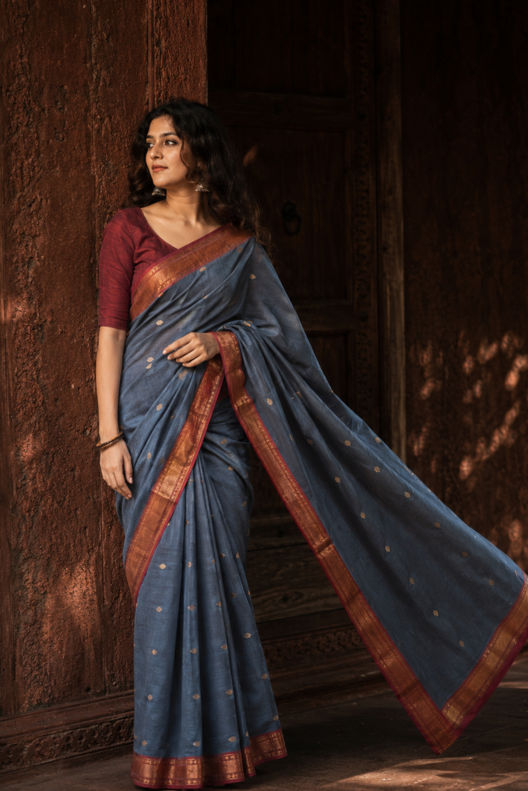 Neel Madhavi Chanderi Handloom Silk Cotton Saree