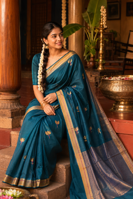 Neel Kamal Chanderi Handloom Silk Cotton Saree