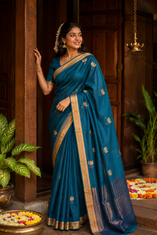 Neel Kamal Chanderi Handloom Silk Cotton Saree