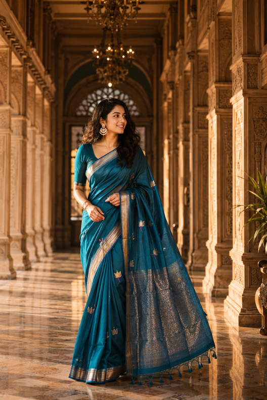 Neel Vasundhara Banarasi Katan Silk Saree