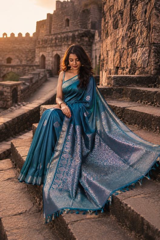 Neel Vasundhara Banarasi Katan Silk Saree