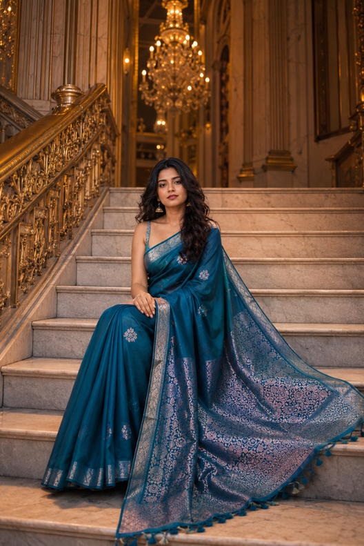 Neel Vasundhara Banarasi Katan Silk Saree